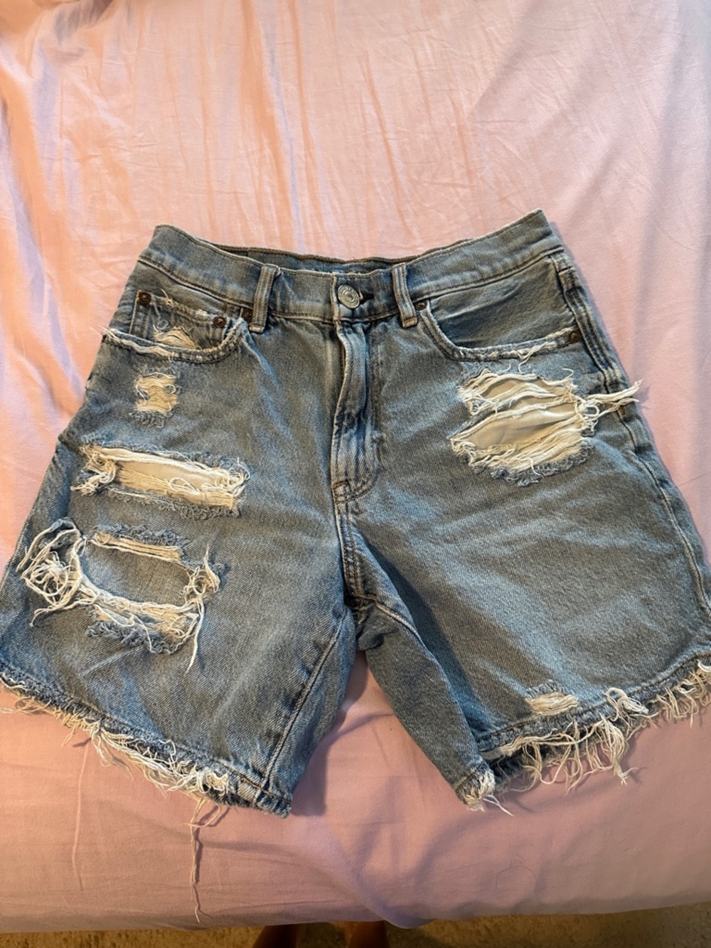 Distressed ripped American eagle shorts